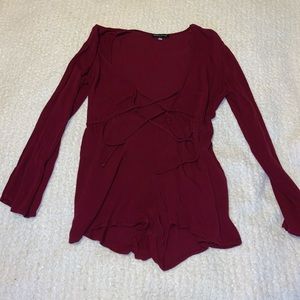 Maroon romper w long sleeves